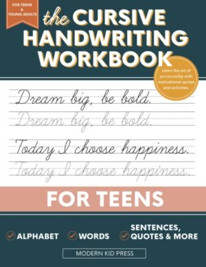 Cursive Handwriting Workbook for Teens