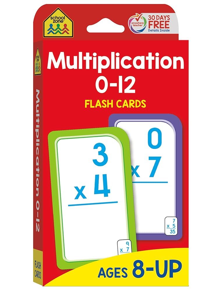 Multiplication 0-12 Flash Cards for Kids