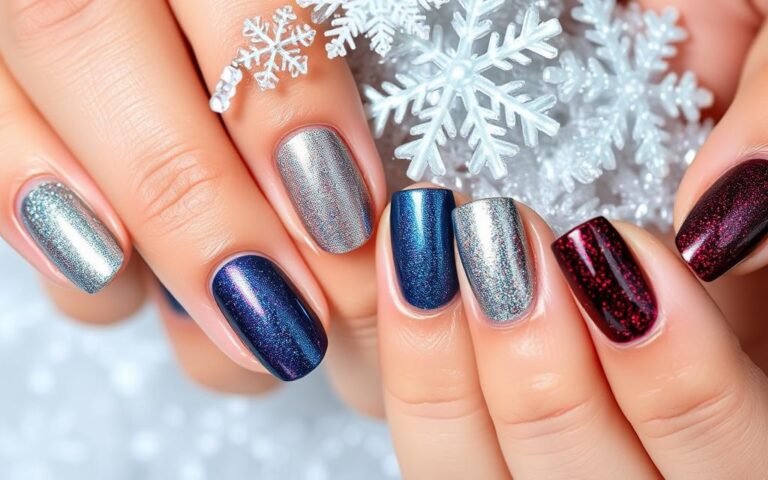 metallic nail polish in winter shimmer shades